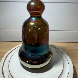 Large St Claire? Iridescent Carnival Glass Bell Paperweight Art Glass Pear